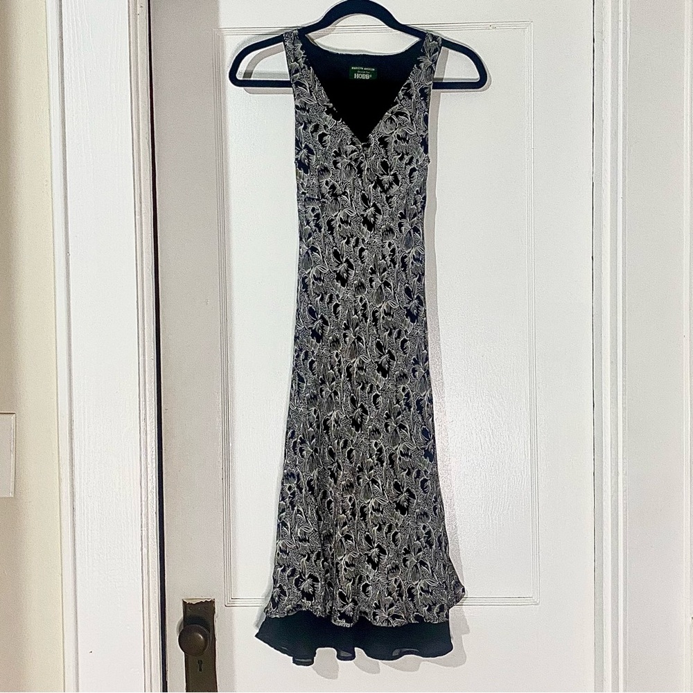 Elegant Black and White Floral Midi Dress